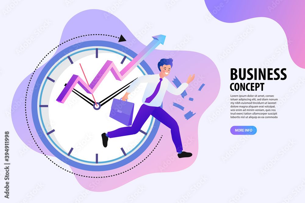 Time management concept. Urgency in business project deadline flat tiny persons concept vector illustration.