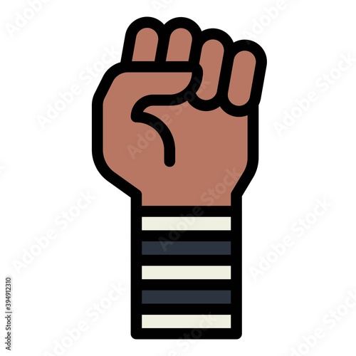 Prisoner raised fist icon, Protest related vector