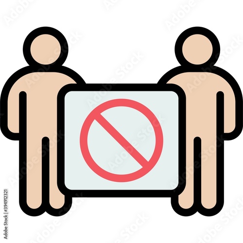 Protester with stop sign icon, Protest related vector