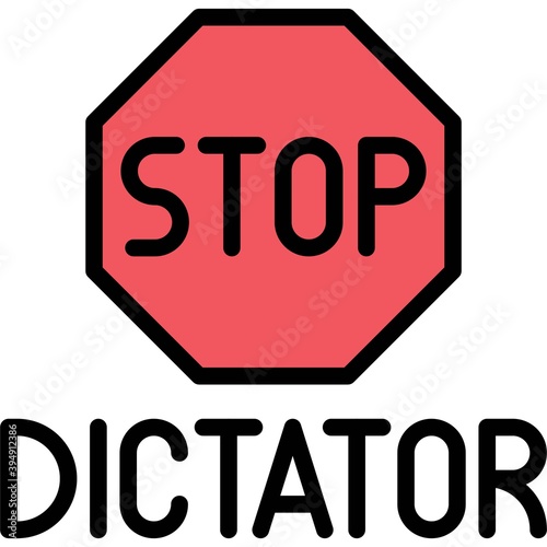 Stop dictator icon, Protest related vector