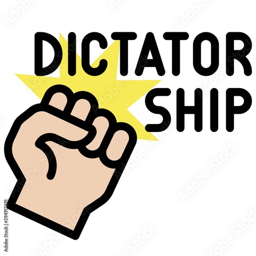 Fist with dictatorship text icon, Protest related vector