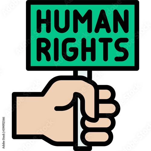 Hand holding human right sign icon, Protest related vector