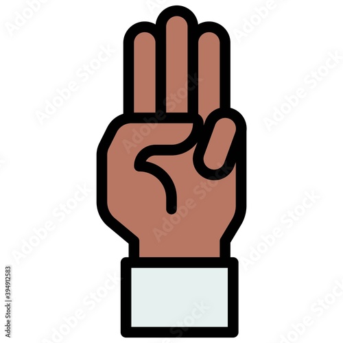 Three-finger salute icon, Protest related vector