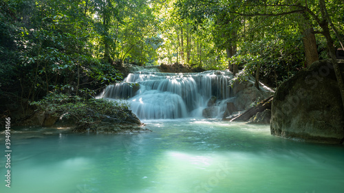Huay Mae Khamin waterfalls in deep forest at Srinakarin National Park ,Kanchanaburi Thailand