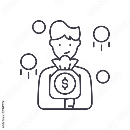 Owner equity icon, linear isolated illustration, thin line vector, web design sign, outline concept symbol with editable stroke on white background.