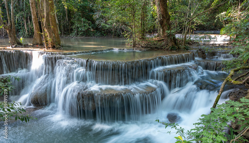 Huay Mae Khamin waterfalls in deep forest at Srinakarin National Park ,Kanchanaburi  Thailand © thanongsak