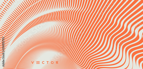 3D wavy background with ripple effect. Striped surface. Pattern with optical illusion. Vector illustration.