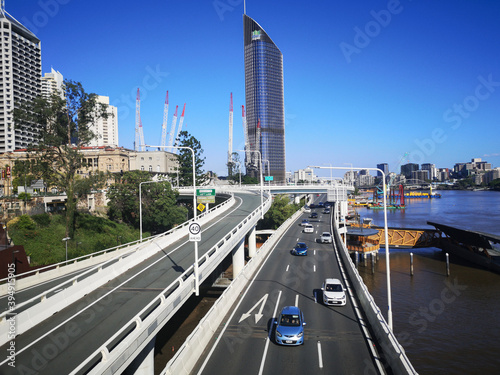 Riverside Expressway is part of the Pacific Motorway that runs through Brisbane. It is made up of various bridges and overpasses. 