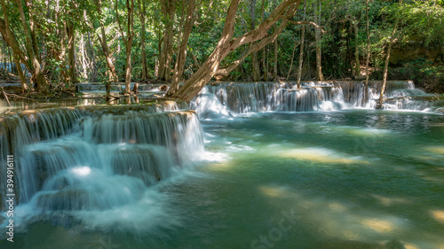 Huay Mae Khamin waterfalls in deep forest at Srinakarin National Park  Kanchanaburi  Thailand