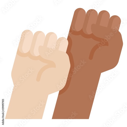 Raised fist icon, Protest related vector