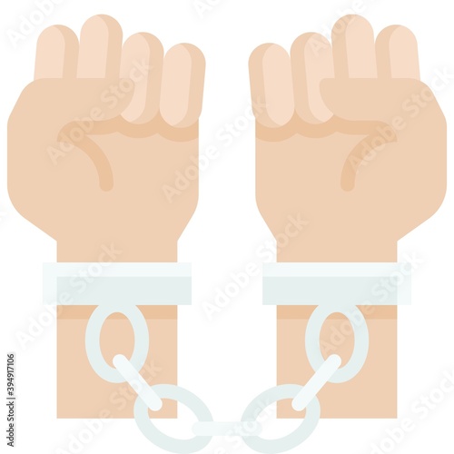 Handcuffed hands icon, Protest related vector