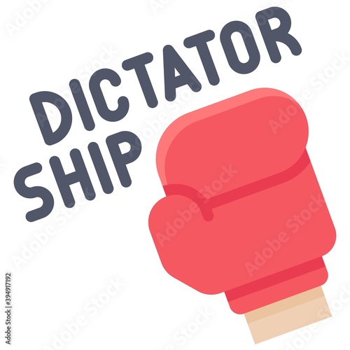 Boxing glove with dictatorship text icon, Protest related vector