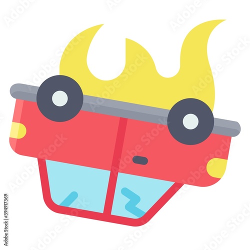 Burning car icon, Protest related vector