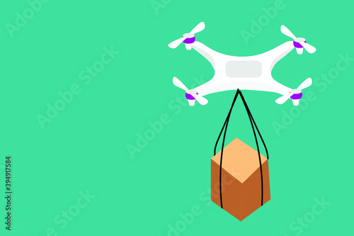 Delivery service flying robot. Innovation technology engineering. Drone delivery.