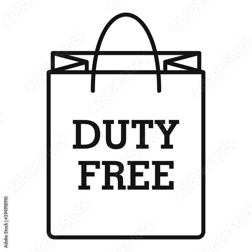 Duty free paper bag icon. Outline duty free paper bag vector icon for web design isolated on white background