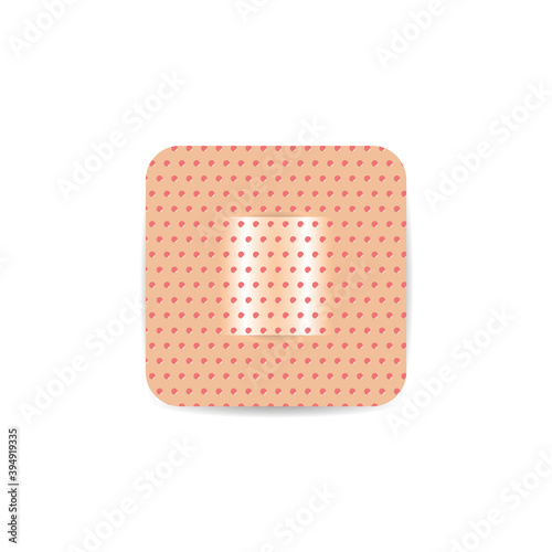 Square adhesive plaster isolated on white, adhesive plaster wound heal for icon. Adhesive bandage elastic medical plaster, stick tape elastic for cure first aid.