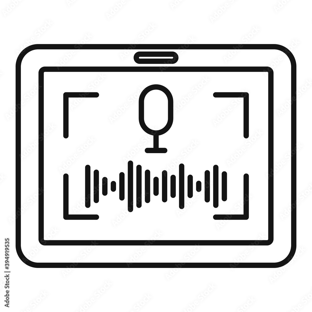 Tablet screen recording icon. Outline tablet screen recording vector icon for web design isolated on white background Tablet screen recording icon. Outline tablet screen recording vector icon for web design isolated on white background