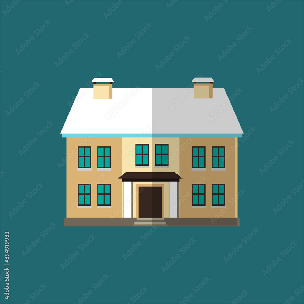 Christmas House Icon Vector Flat Background Christmas House Icon Vector Flat Background