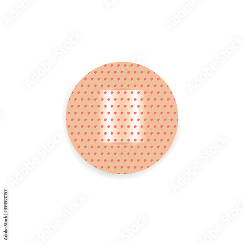 Round adhesive plaster isolated on white, adhesive plaster wound heal for icon. Adhesive bandage elastic medical plaster, stick tape elastic for cure first aid.