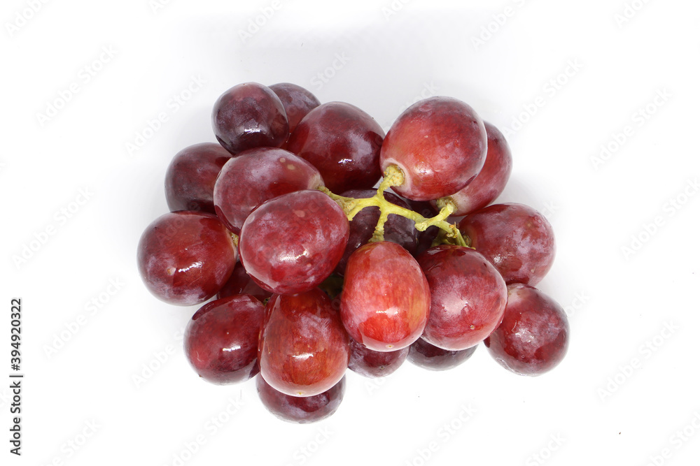 Fototapeta premium Red Grapes isolated on over white background.