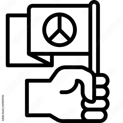Hand holding a flag with peace sign icon, Protest related vector
