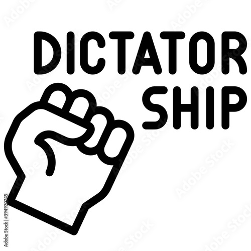 Fist with dictatorship text icon, Protest related vector