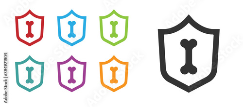 Black Animal health insurance icon isolated on white background. Pet protection concept. Set icons colorful. Vector.