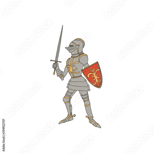 Fotomurale Medieval knight with a sword and shield
