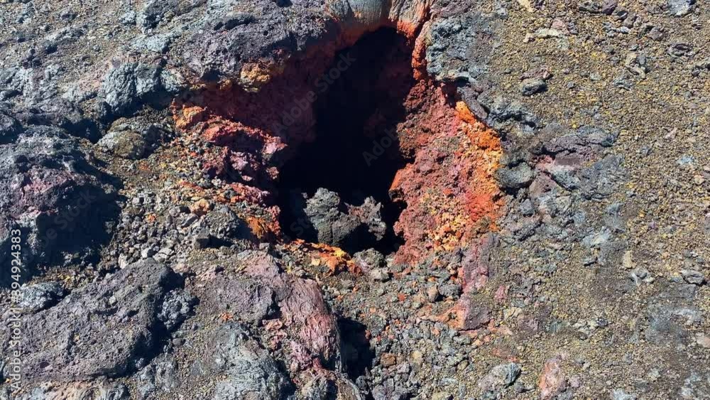 Volcanic crevasse found on the Piton de la Fournaise volcano on Reunion Island Volcanic crevasse found on the Piton de la Fournaise volcano on Reunion Island