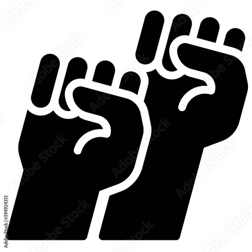 Raised fist icon, Protest related vector