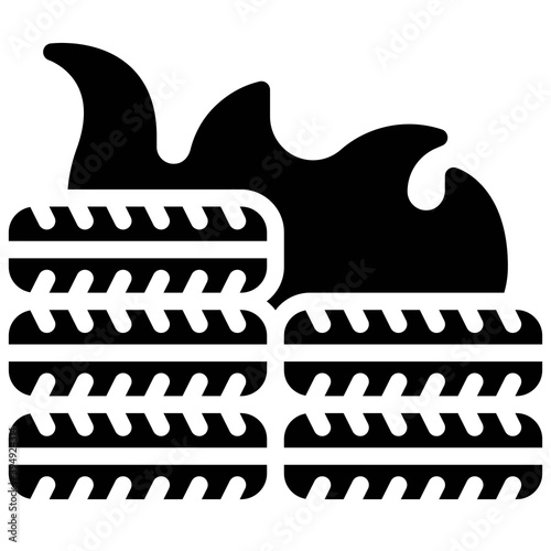 Burning tire icon, Protest related vector