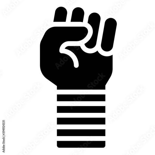 Prisoner raised fist icon, Protest related vector