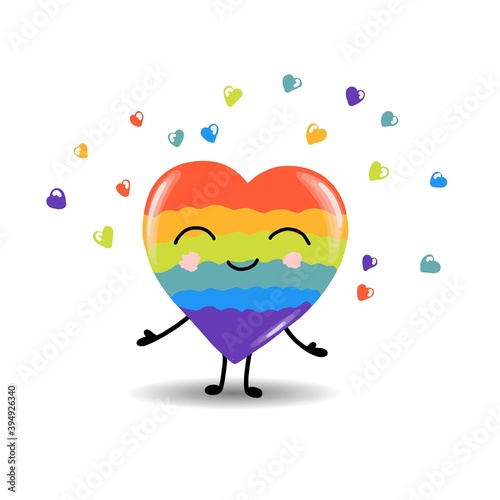 Gay Pride. LGBT concept. Cartoon vector colorful illustration. Valentine's Day. Rainbow heart. Lesbian-gay-bisexual-transgender. Rainbow love concept. Vector illustration.