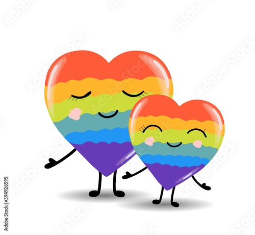 Gay Pride. LGBT concept. Cartoon vector colorful illustration. Valentine's Day. Rainbow heart. Lesbian-gay-bisexual-transgender. Rainbow love concept. Vector illustration.