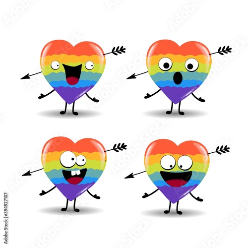 Gay Pride. LGBT concept. Cartoon vector colorful illustration. Valentine's Day. Rainbow heart. Lesbian-gay-bisexual-transgender. Rainbow love concept. Vector illustration.