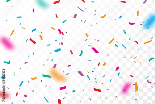 Colorful Confetti and ribbon celebrations design isolated on transparent background