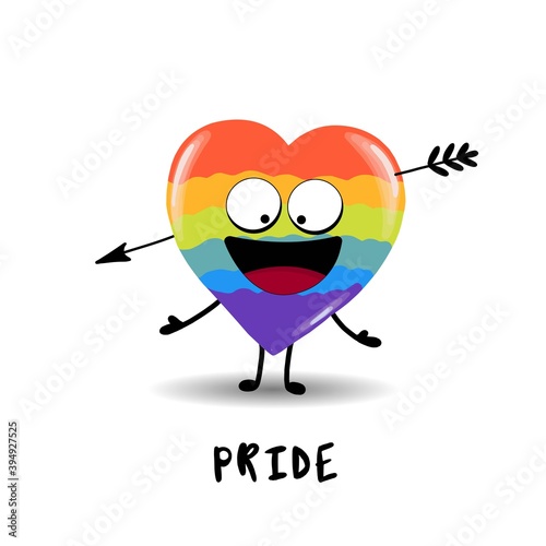 Gay Pride. LGBT concept. Cartoon vector colorful illustration. Valentine's Day. Rainbow heart. Lesbian-gay-bisexual-transgender. Rainbow love concept. Vector illustration.