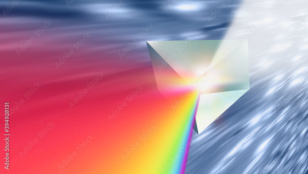 3D Prism with light spectrum with abstract blue background Stock ...