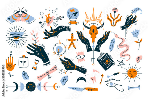 Witchcraft doodle print set