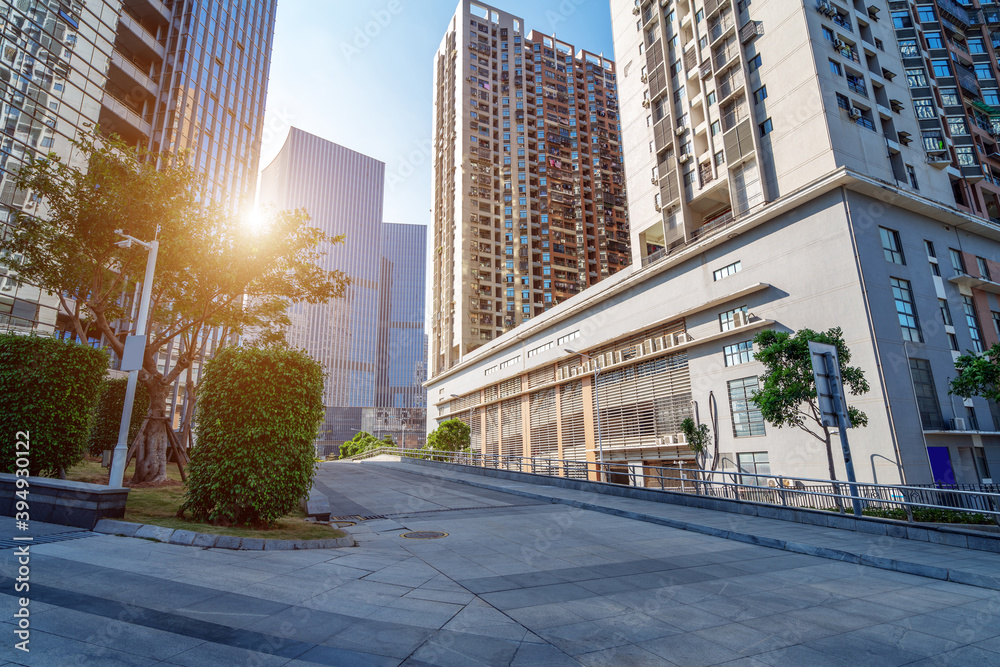 Plaza and modern skyscrapers, Xiamen CBD, Fujian, China. Plaza and modern skyscrapers, Xiamen CBD, Fujian, China.