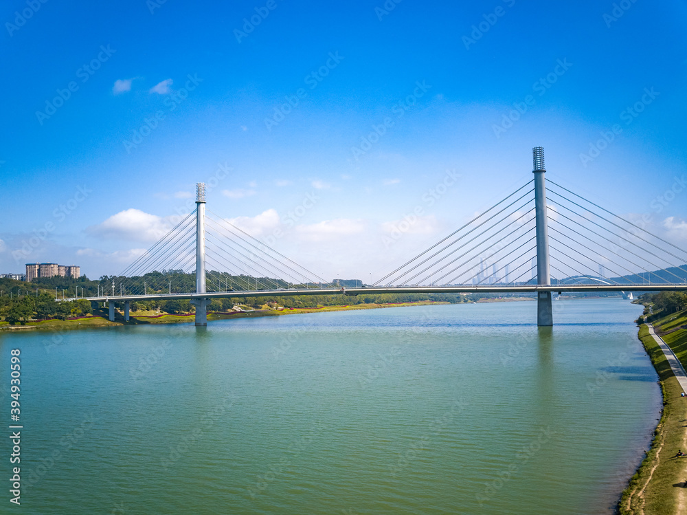 Cityscape of Wuxiang Bridge in Nanning, Guangxi, China
