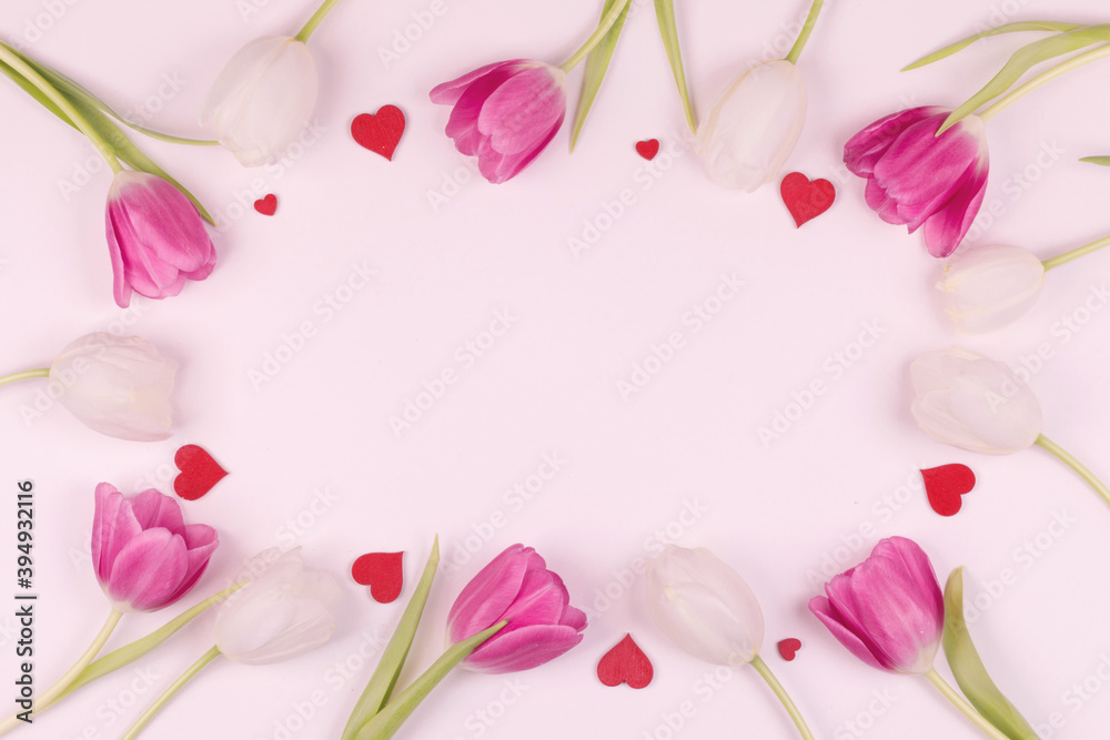 Obraz premium Frame made of colourful tulips
