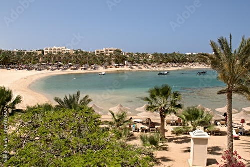 Fototapeta Naklejka Na Ścianę i Meble -  View of Brayka Bay Reef Resort in Marsa Alam with Red Sea. 20th April 2018. Egypt.