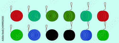set of yoyo modern cartoon icon design template with various model. vector illustration isolated on blue background