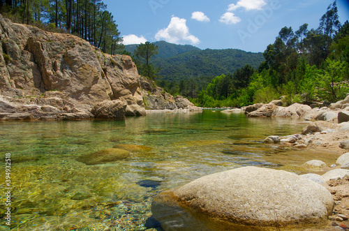 River Solenzara at the foot of the Bavella Peaks in the southeast of the island of Corsica, France. High quality photo