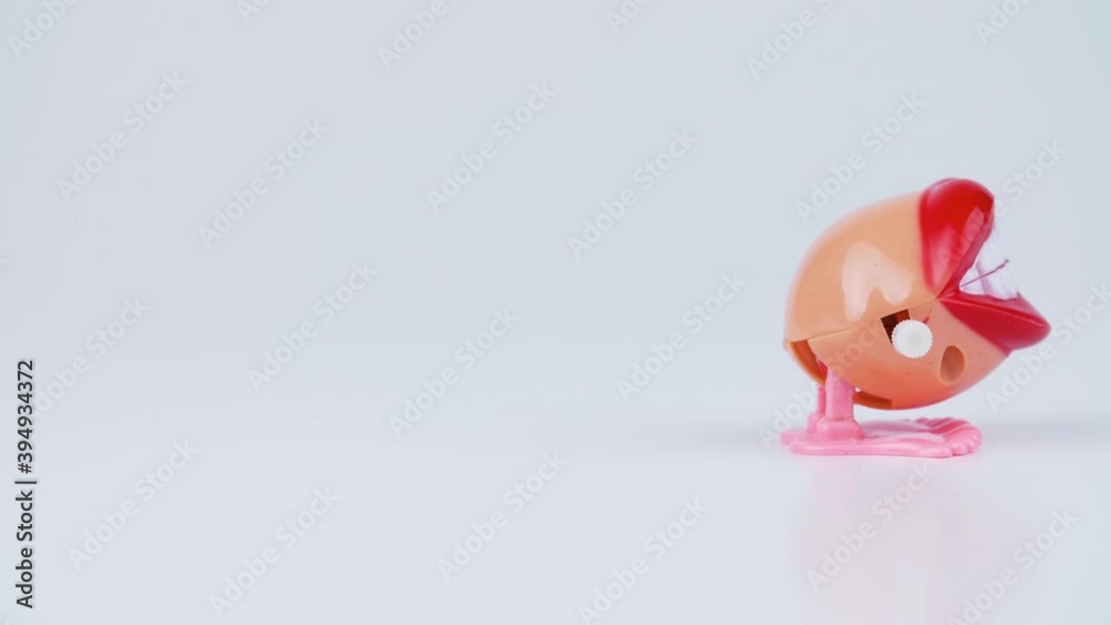Footage of jumping teeth - moving toy