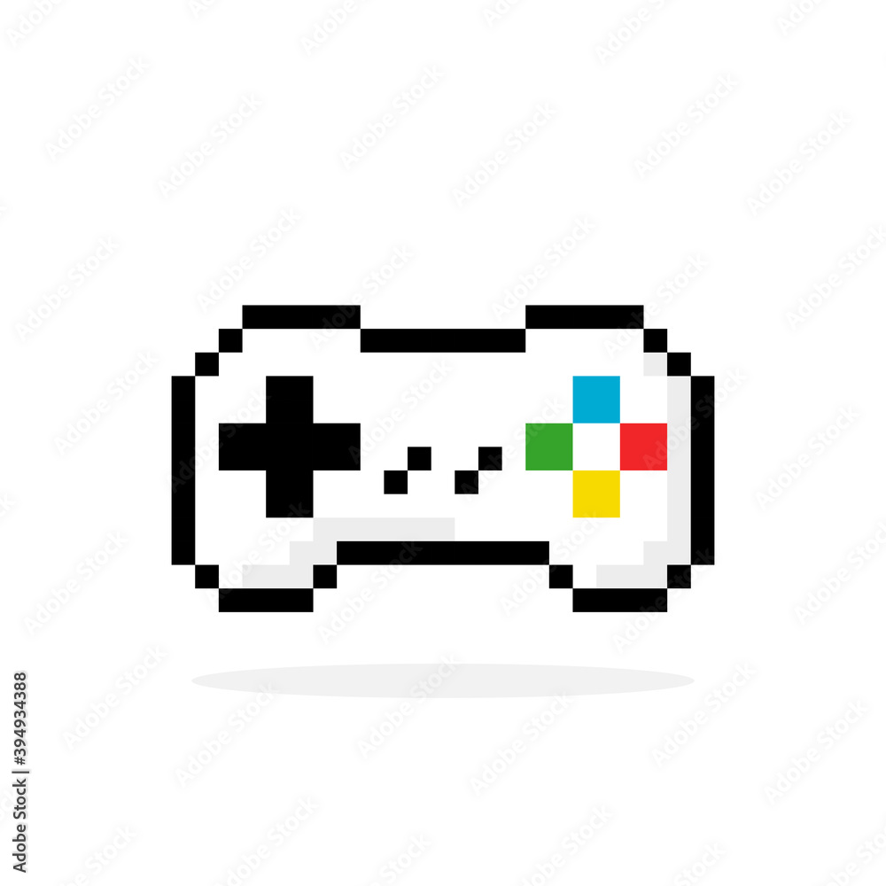 Vettoriale Stock Icon gamepad pixel image. Vector illustration of a pixel  joystick. Game controller icon for app and t-shirt design. | Adobe Stock