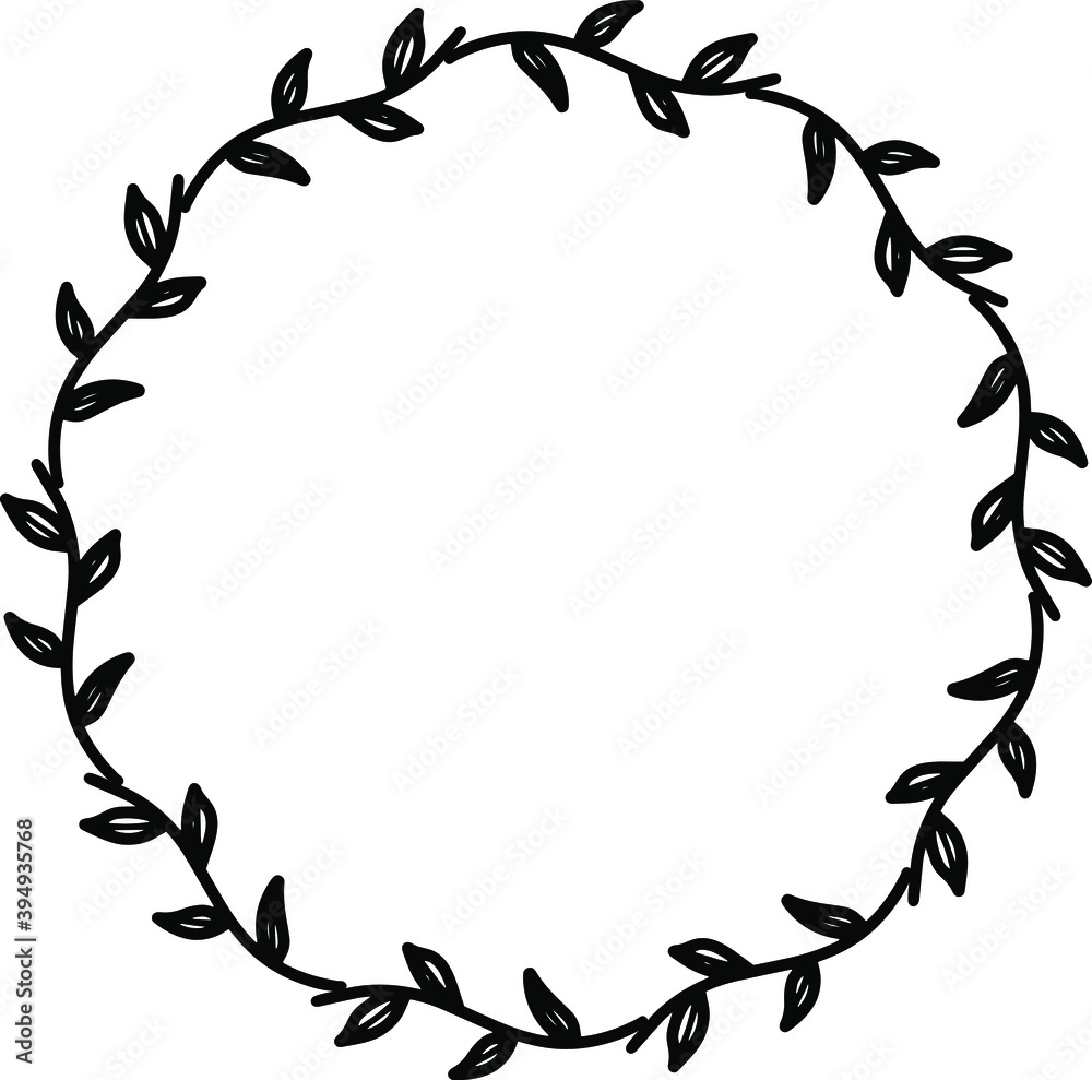 Obraz premium Herbal exotic twig branche wreath border frame template. Black white Delicate Vector illustration invitation card. Rustic vintage fern frond floral arrangement good to wedding birthday Mother's day