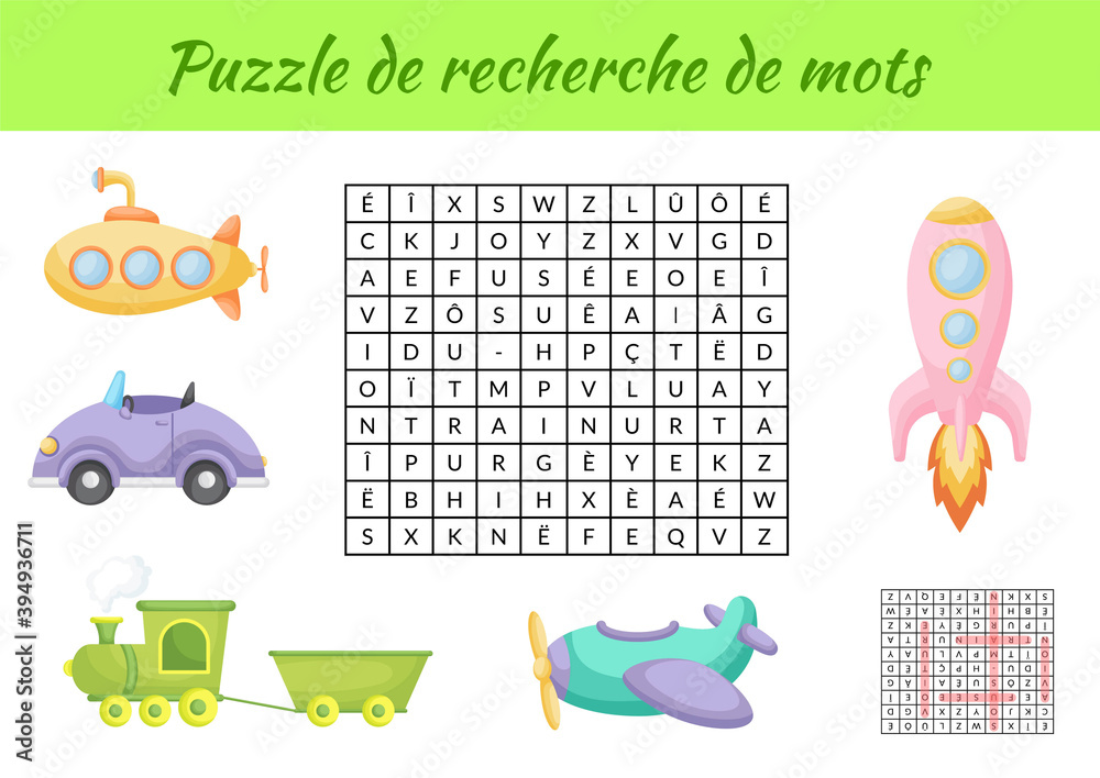 Puzzle de recherche de mots - Word search puzzle with pictures ...