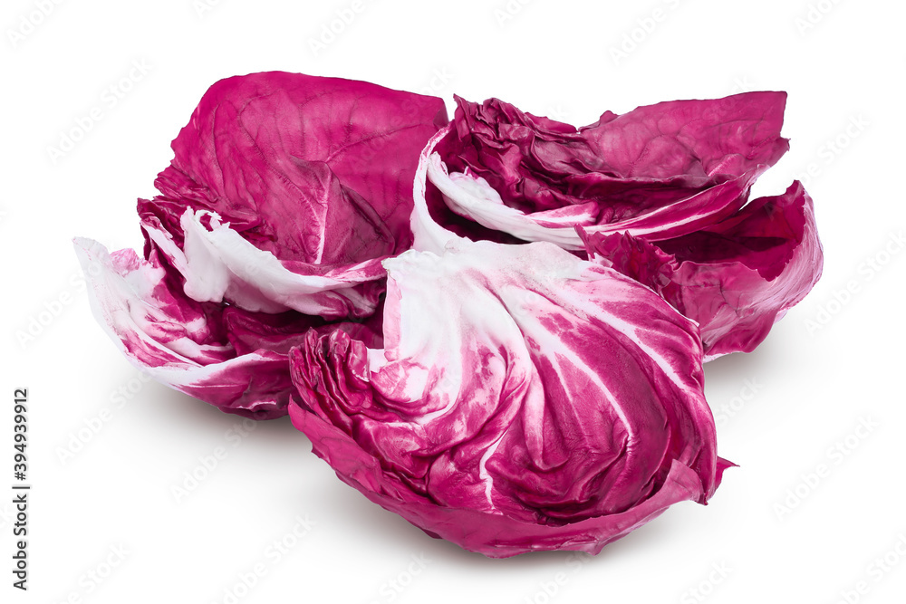 Fototapeta premium Fresh red radicchio salad isolated on white background with clipping path and full depth of field